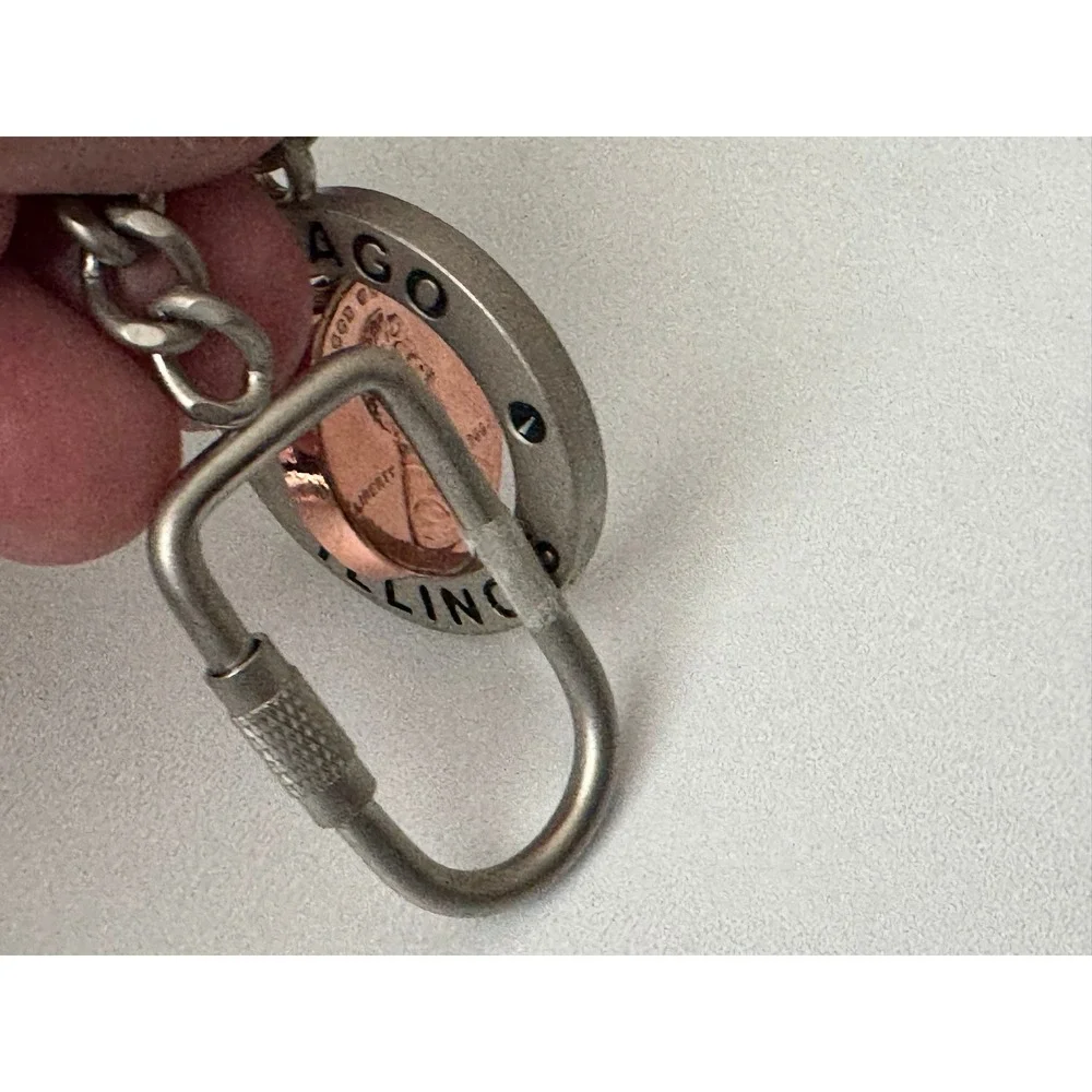 Chicago Illinois Souvenir Keychain Spinning‎ 2004 Lincoln Penny Style Key Ring